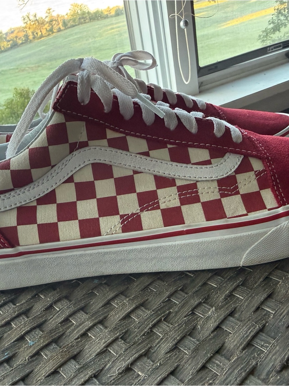 Vans Old Skool Red Checkerboard Suede & Canvas Skate Shoes Size[11]